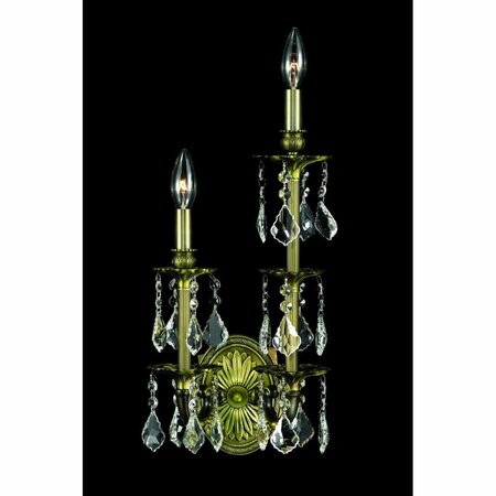 LIGHTING BUSINESS 9502SW9AB-RC 9 in. Marseille 2 Lights Wall Sconce Light with Royal Cut Crystals, Antique Bronze LI1539122
